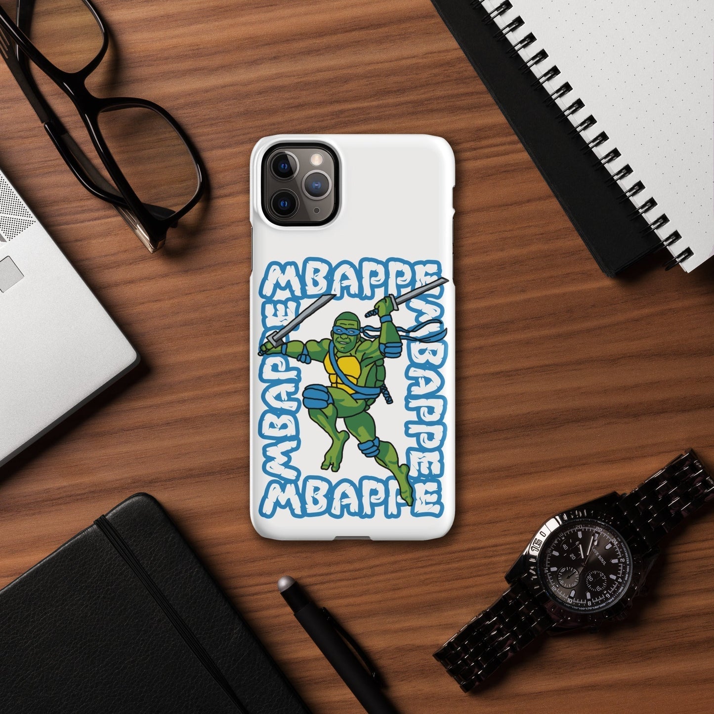 Kylian Mbappe Blue Ninja Turtle Leonardo Snap case for iPhone® Matte iPhone 11 Pro Max Mobile Phone Cases Football Kylian Mbappe Ninja Turtles PSG Real Madrid Next Cult Brand