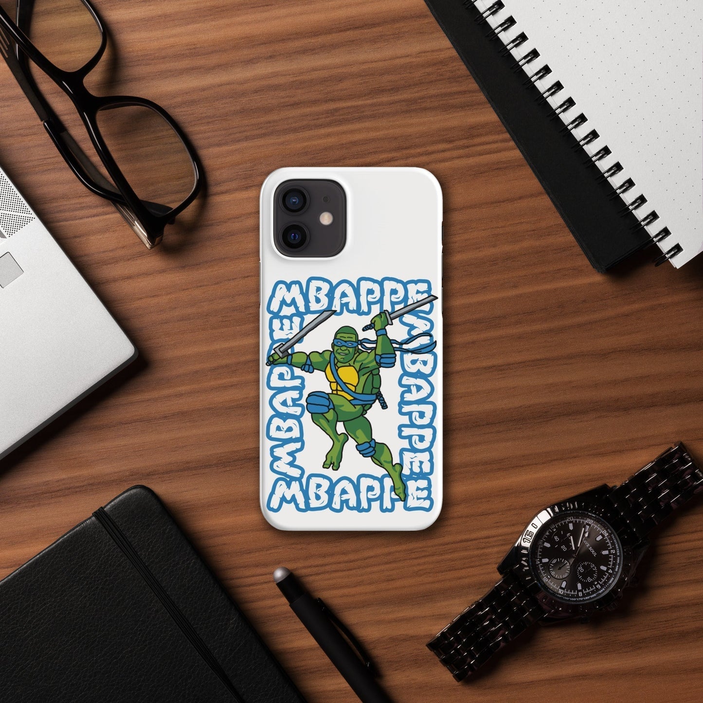 Kylian Mbappe Blue Ninja Turtle Leonardo Snap case for iPhone® Matte iPhone 12 Mobile Phone Cases Football Kylian Mbappe Ninja Turtles PSG Real Madrid Next Cult Brand