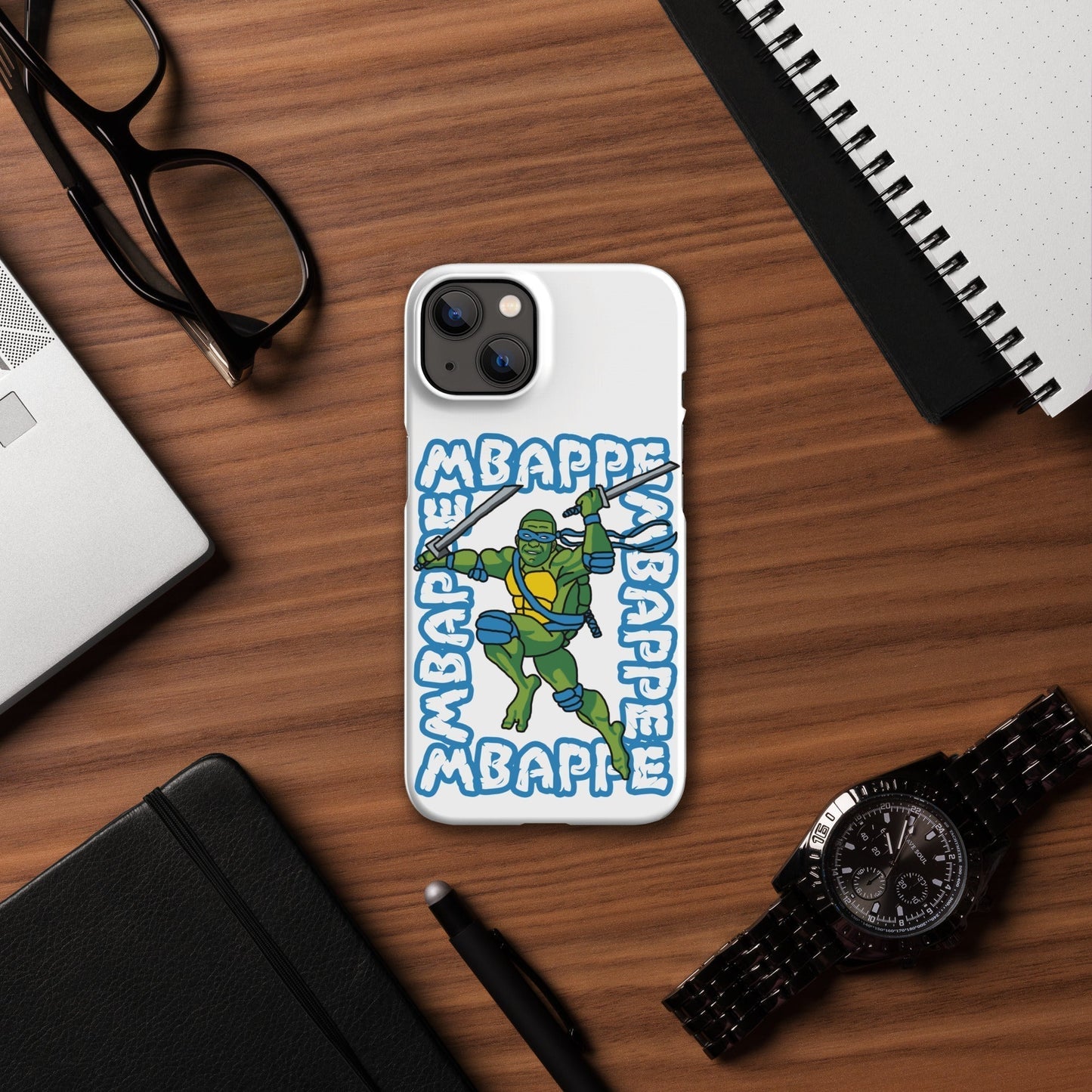 Kylian Mbappe Blue Ninja Turtle Leonardo Snap case for iPhone® Matte iPhone 13 Mobile Phone Cases Football Kylian Mbappe Ninja Turtles PSG Real Madrid Next Cult Brand