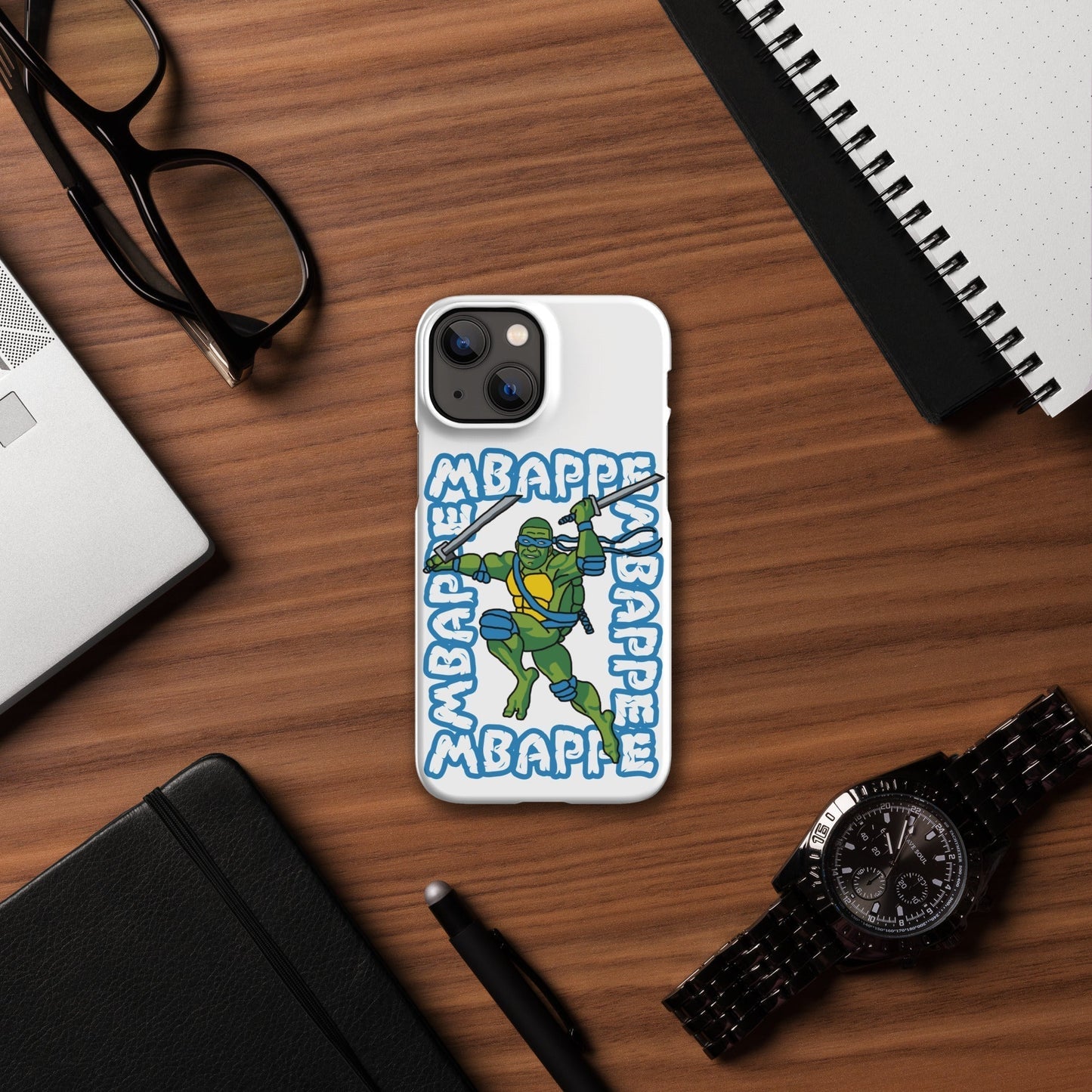 Kylian Mbappe Blue Ninja Turtle Leonardo Snap case for iPhone® Matte iPhone 13 Mini Mobile Phone Cases Football Kylian Mbappe Ninja Turtles PSG Real Madrid Next Cult Brand