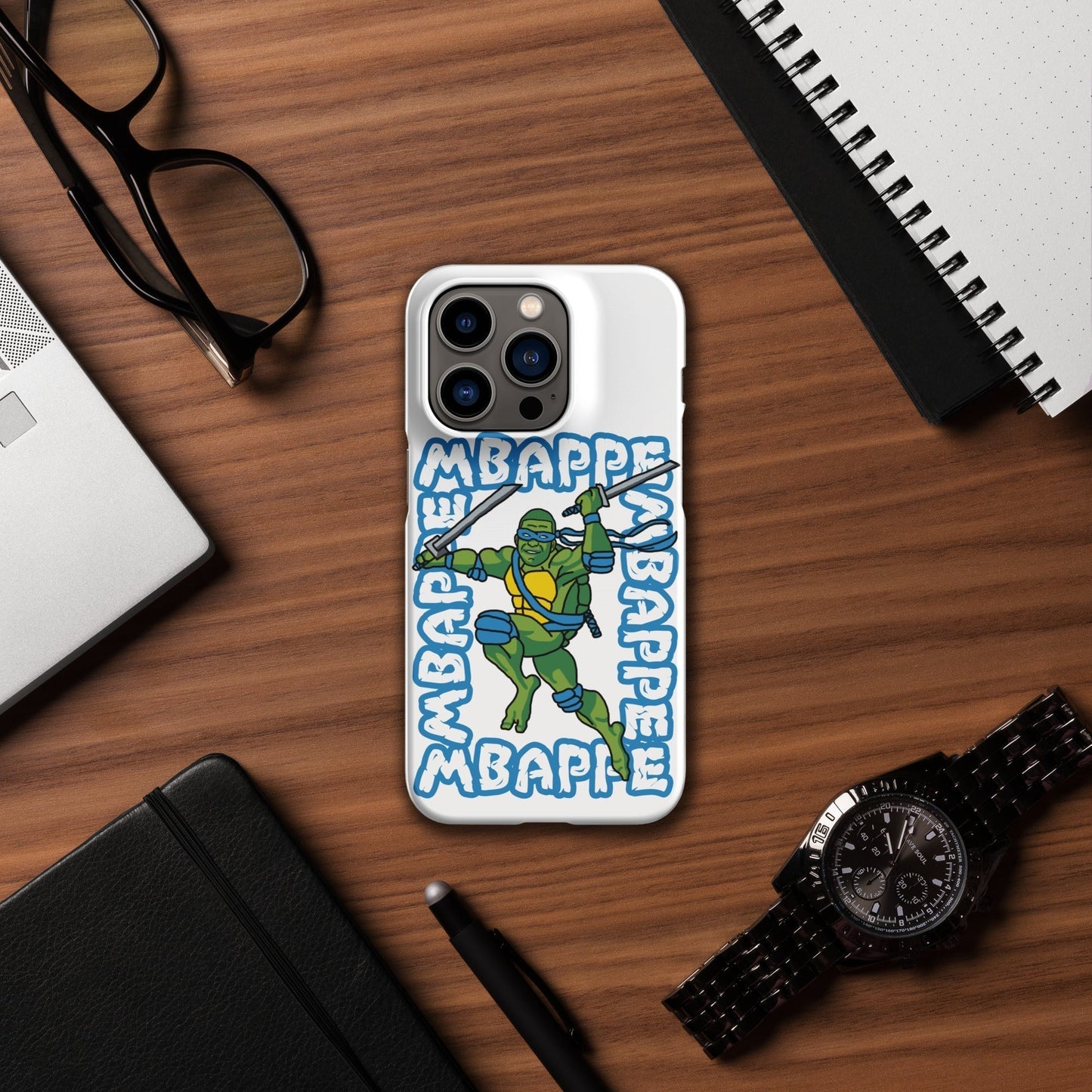 Kylian Mbappe Blue Ninja Turtle Leonardo Snap case for iPhone® Matte iPhone 14 Pro Mobile Phone Cases Football Kylian Mbappe Ninja Turtles PSG Real Madrid Next Cult Brand
