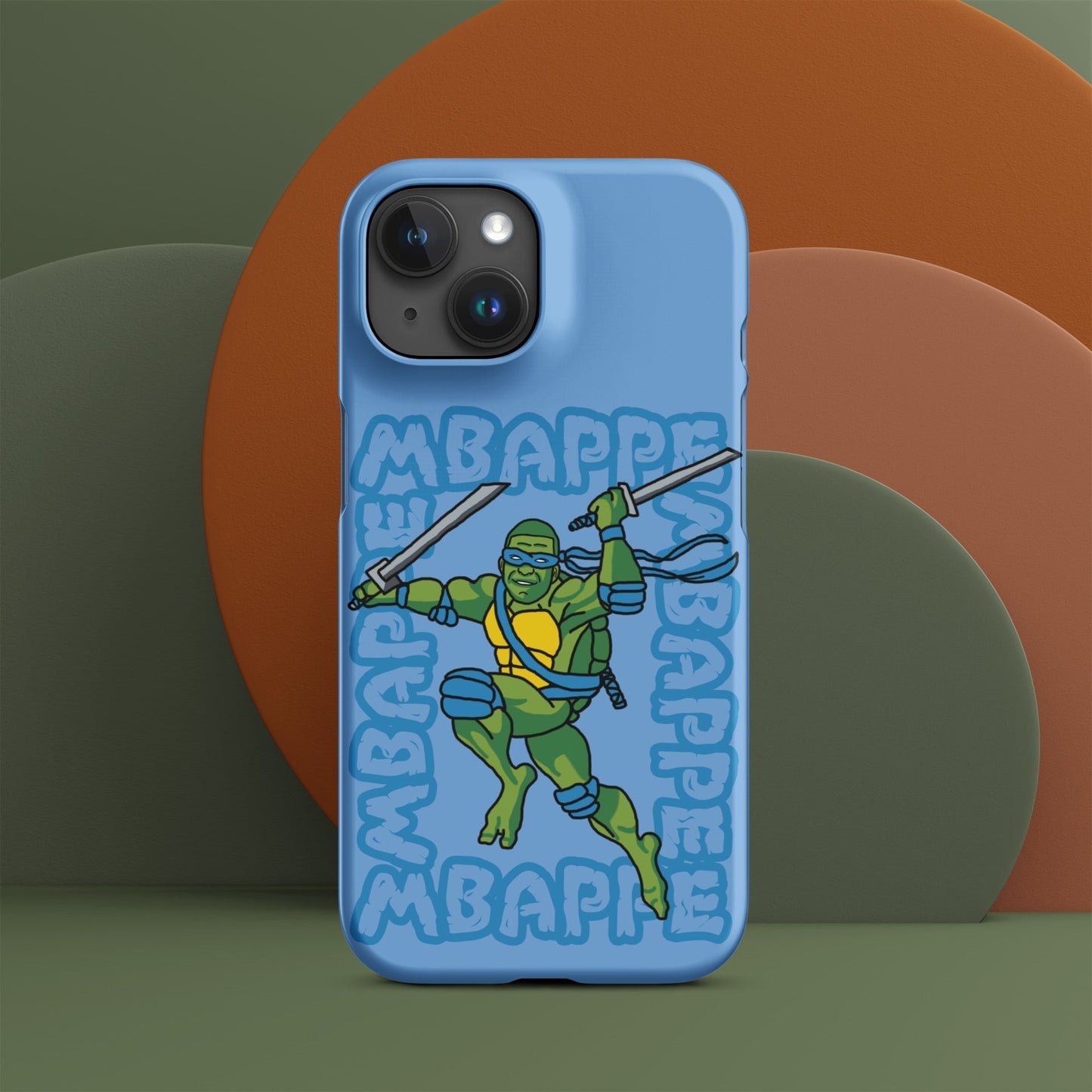 Kylian Mbappe Blue Ninja Turtle Leonardo Snap case for iPhone® Matte iPhone 15 Mobile Phone Cases Football Kylian Mbappe Ninja Turtles PSG Real Madrid Next Cult Brand