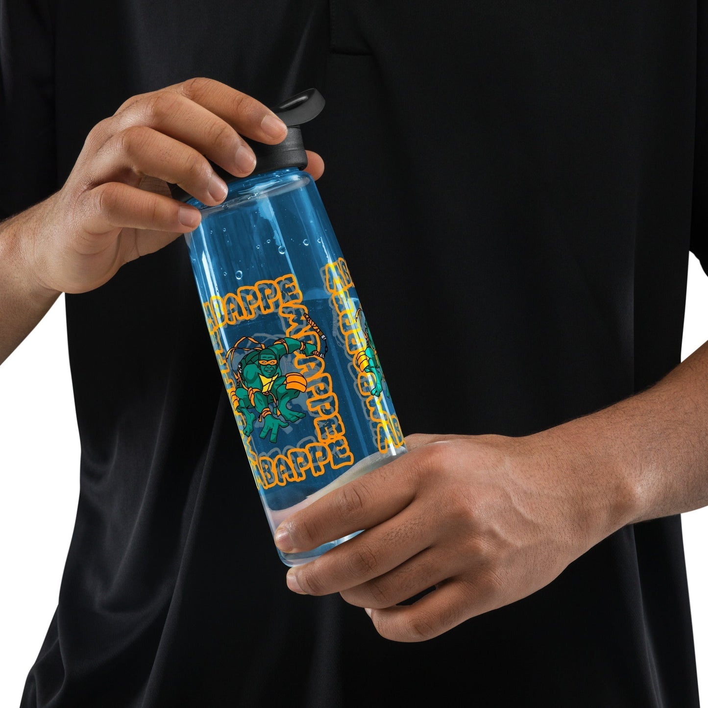 Kylian Mbappe Orange Ninja Turtle Michelangelo Sports water bottle Blue Water Bottles Football Kylian Mbappe Ninja Turtles PSG Real Madrid Next Cult Brand
