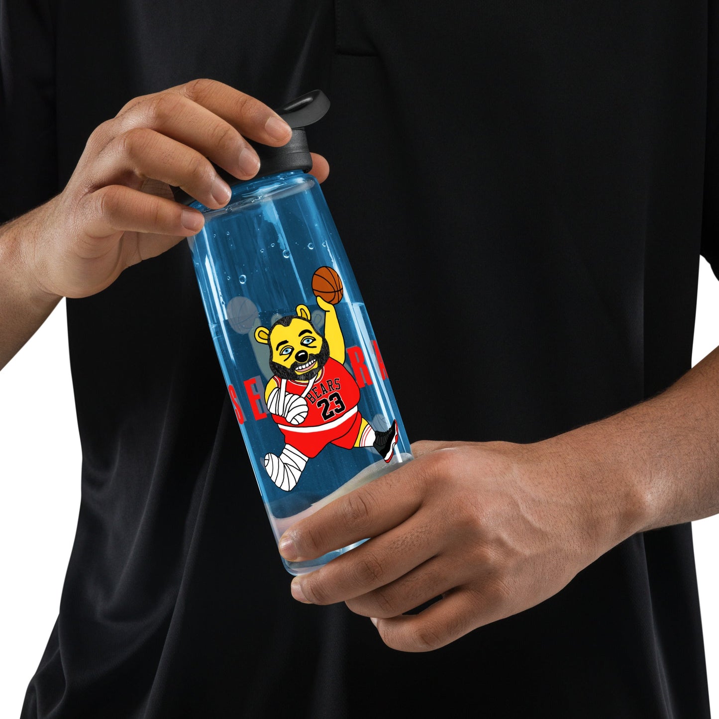 Air Segura, Tom Segura Basketball, Your Mom's House (YMH), 2 Bears 1 Cave, Funny Sports water bottle Blue Water Bottles 2 Bears 1 Cave Air Segura Podcasts Stand-up Comedy Tom Segura YMH Next Cult Brand