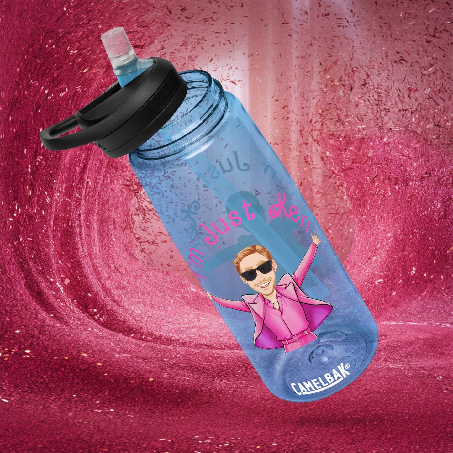 Ken Barbie Ryan Gosling I'm Just Ken Sports water bottle Blue Water Bottles Barbie Celebrities Ken Movies Ryan Gosling Next Cult Brand