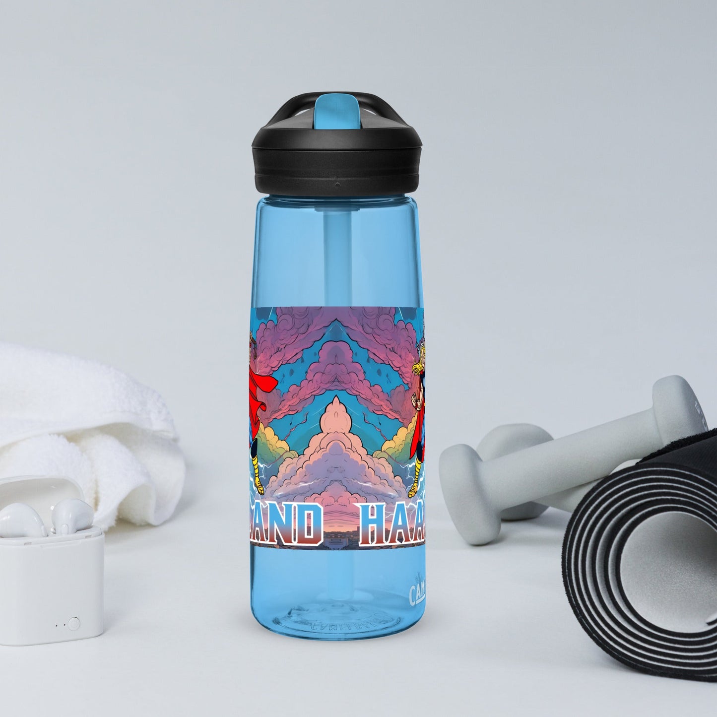 Erling Haaland Thor Avenger Manchester City Funny Football/ Soccer Meme Sports water bottle Blue Water Bottles Erling Haaland Football Manchester City Thor Next Cult Brand