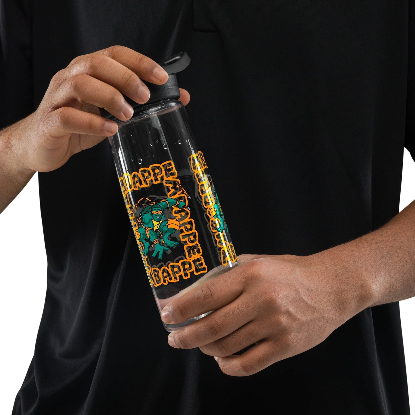 Kylian Mbappe Orange Ninja Turtle Michelangelo Sports water bottle Charcoal Water Bottles Football Kylian Mbappe Ninja Turtles PSG Real Madrid Next Cult Brand
