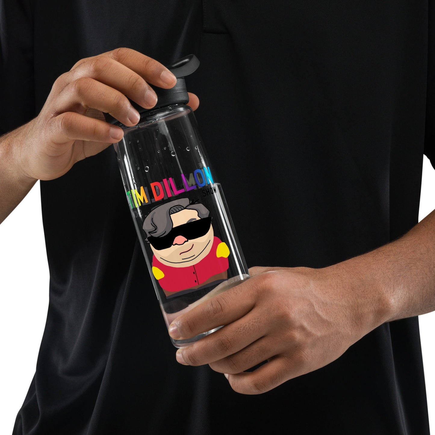 Tim Dillon Cartman, Southpark, The Tim Dillon Show, Tim Dillon Podcast, Tim Dillon Merch, Tim Dillon Sports water bottle Charcoal Water Bottles Podcasts Stand-up Comedy Tim Dillon Next Cult Brand