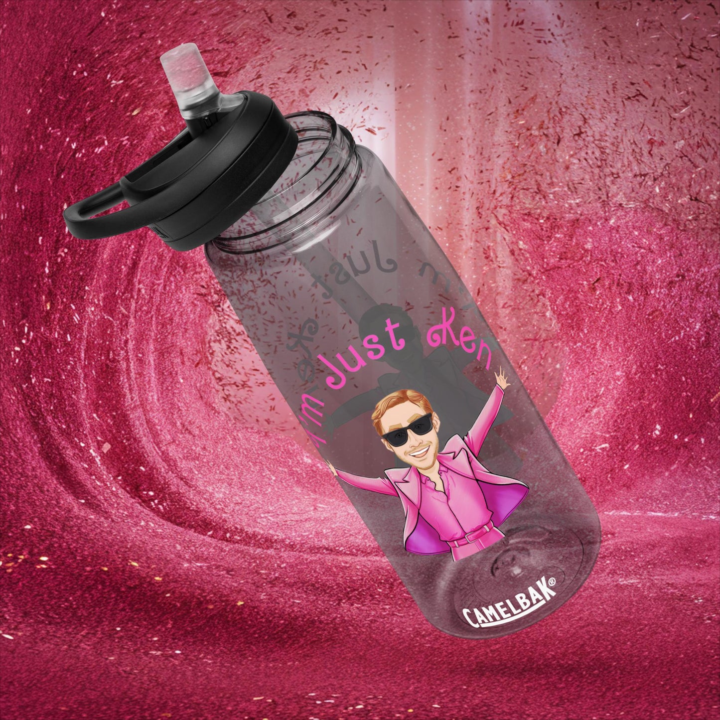 Ken Barbie Ryan Gosling I'm Just Ken Sports water bottle Charcoal Water Bottles Barbie Celebrities Ken Movies Ryan Gosling Next Cult Brand