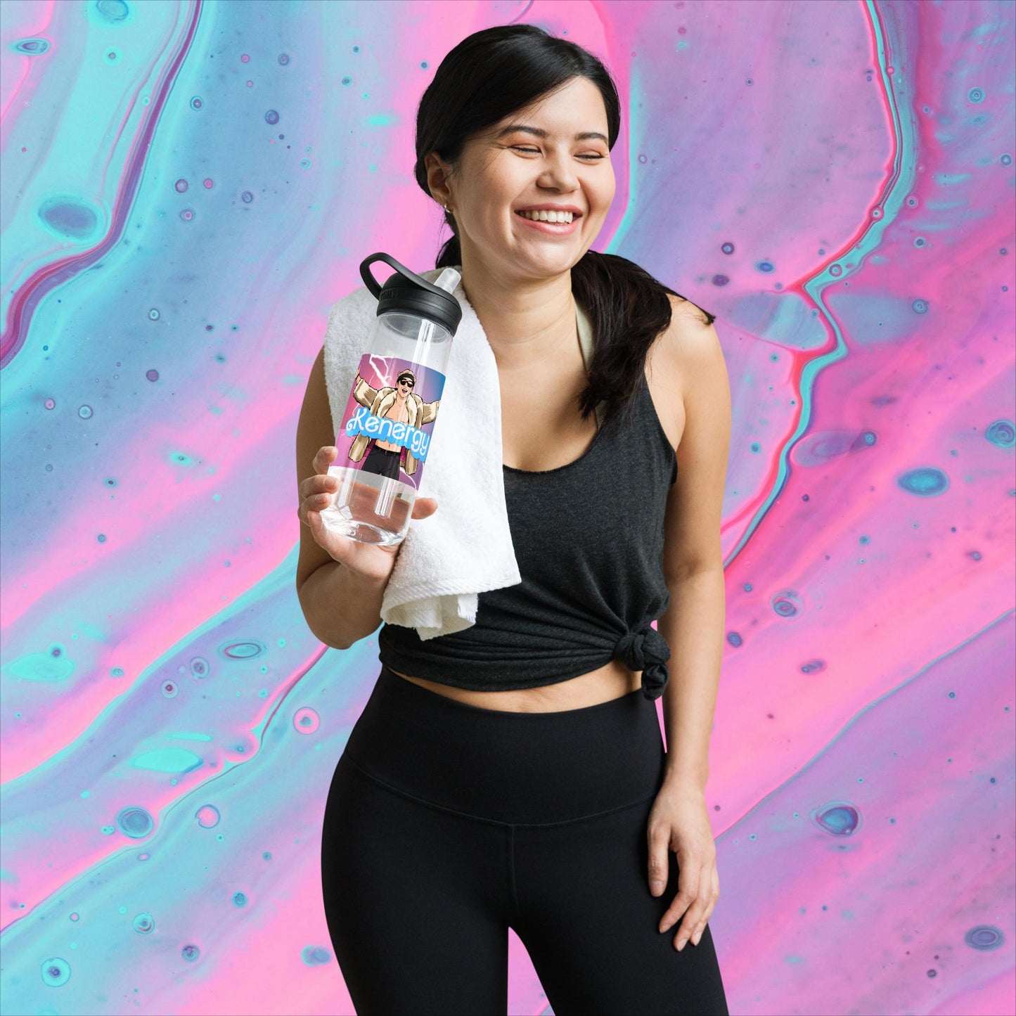 Kenergy Barbie Ryan Gosling Ken Sports water bottle Clear Water Bottles Barbie Celebrities Ken Kenergy Movies Ryan Gosling Next Cult Brand