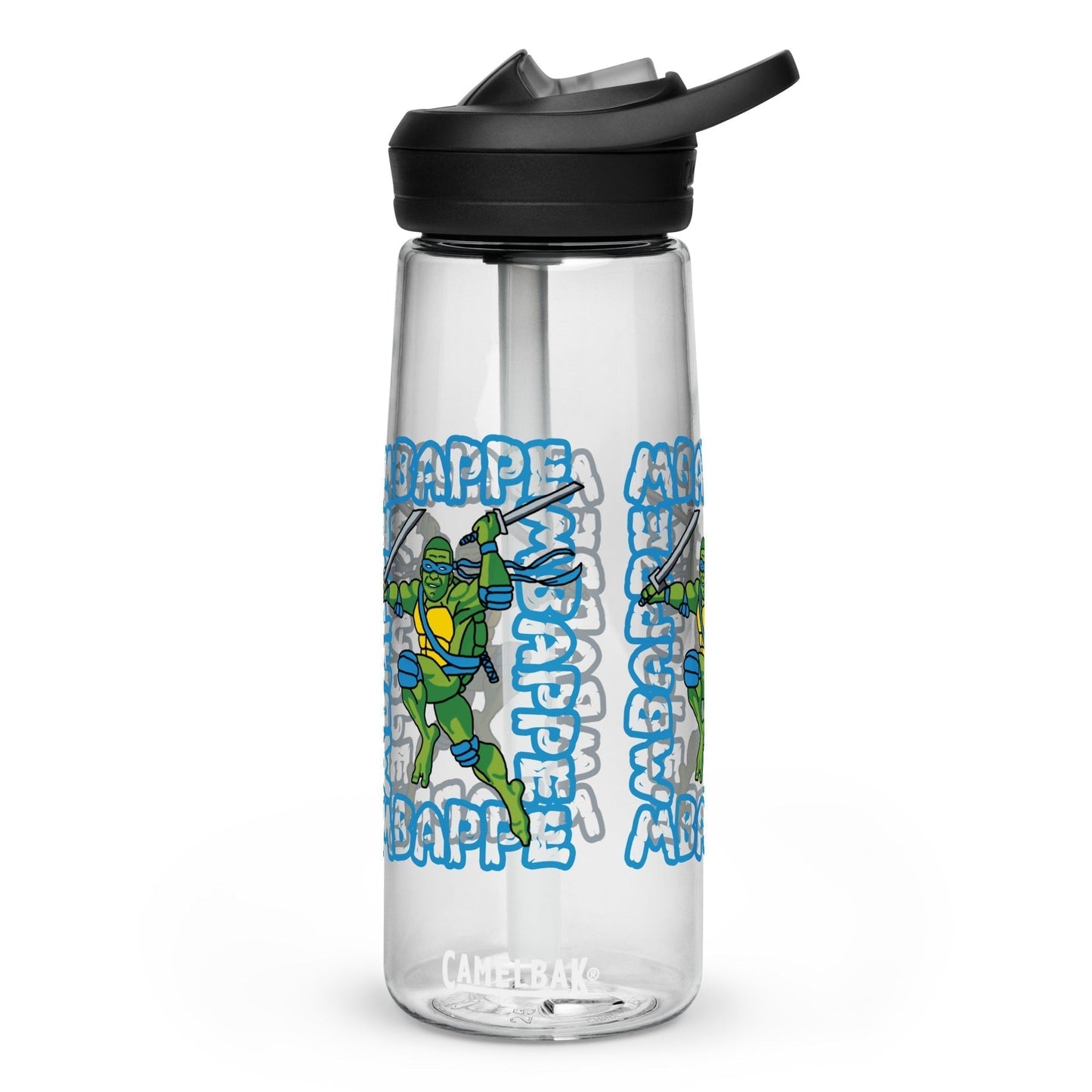 Kylian Mbappe Blue Ninja Turtle Leonardo Sports water bottle Clear Water Bottles Football Kylian Mbappe Ninja Turtles PSG Real Madrid Next Cult Brand
