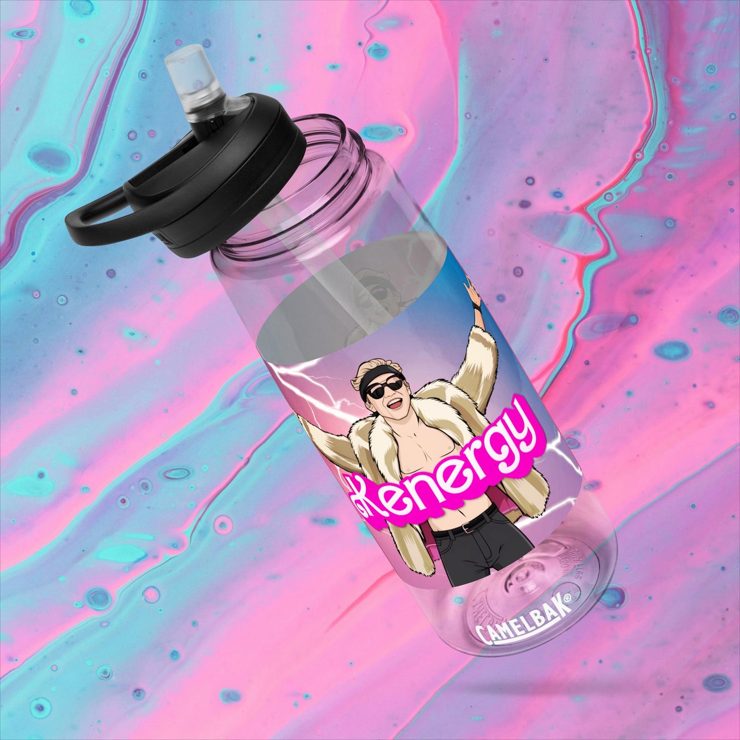 Kenergy Barbie Ryan Gosling Ken Sports water bottle Clear Water Bottles Barbie Celebrities Ken Kenergy Movies Ryan Gosling Next Cult Brand