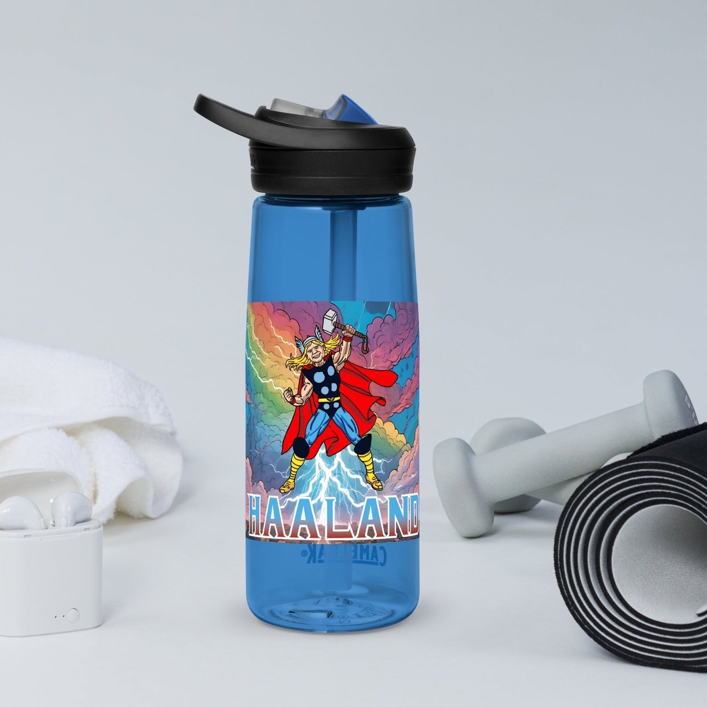 Erling Haaland Thor Avenger Manchester City Funny Football/ Soccer Meme Sports water bottle Water Bottles Erling Haaland Football Manchester City Thor Next Cult Brand