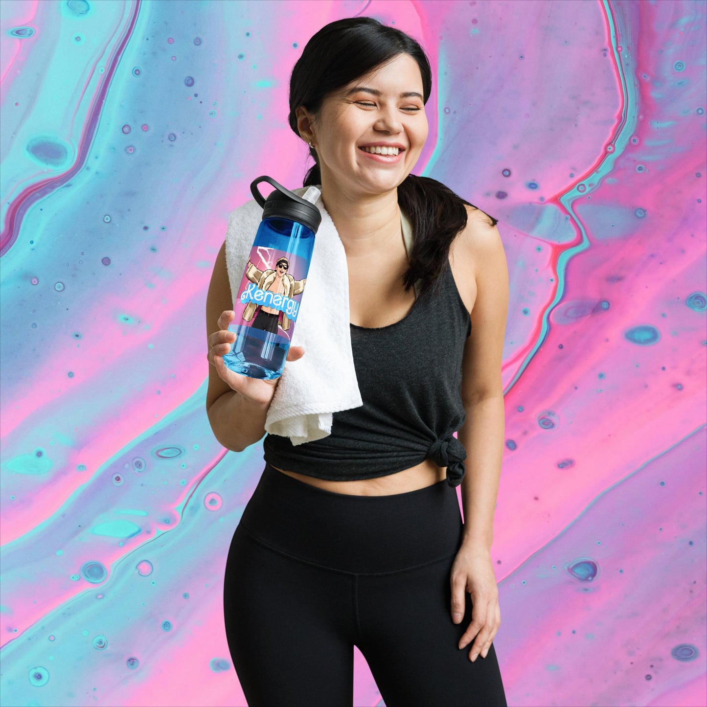 Kenergy Barbie Ryan Gosling Ken Sports water bottle Oxford Blue Water Bottles Barbie Celebrities Ken Kenergy Movies Ryan Gosling Next Cult Brand