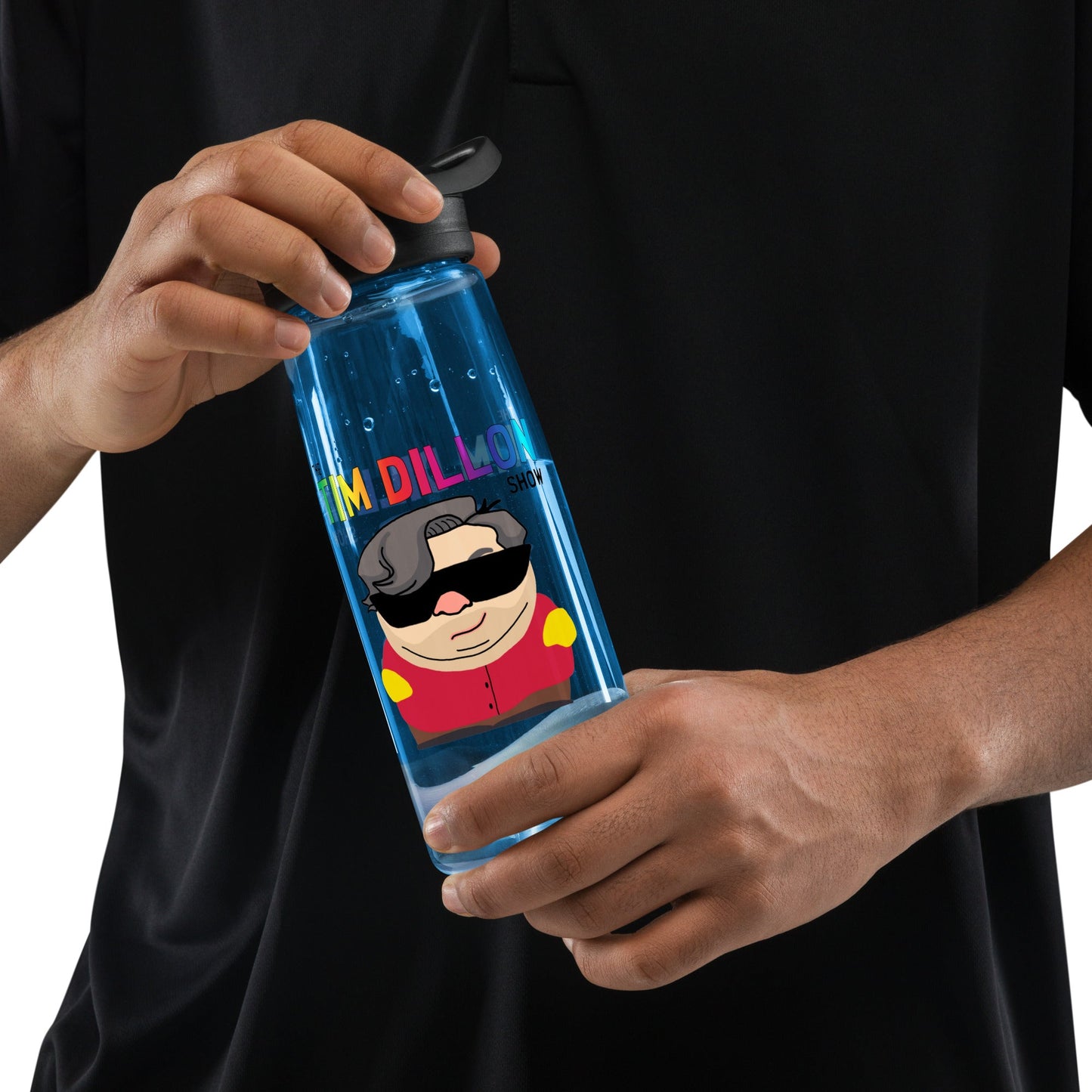 Tim Dillon Cartman, Southpark, The Tim Dillon Show, Tim Dillon Podcast, Tim Dillon Merch, Tim Dillon Sports water bottle Oxford Blue Water Bottles Podcasts Stand-up Comedy Tim Dillon Next Cult Brand