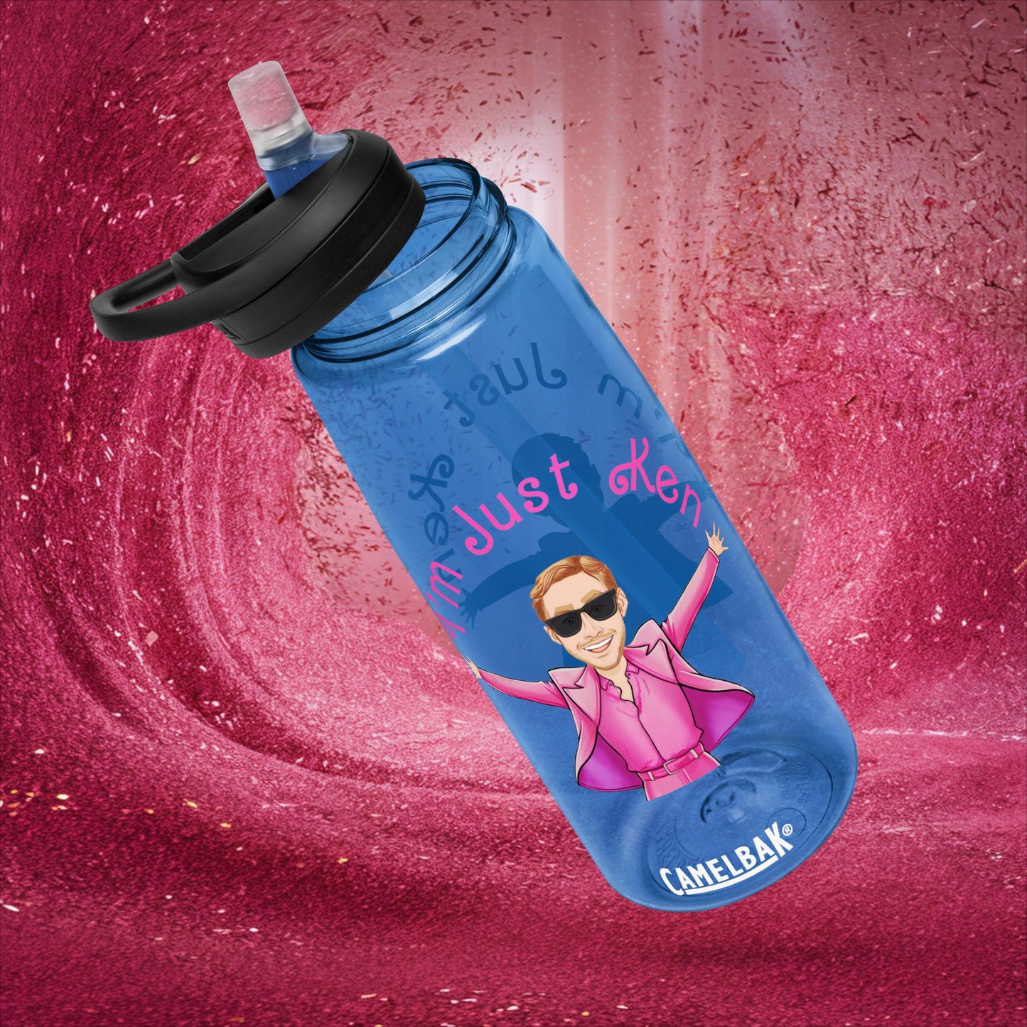 Ken Barbie Ryan Gosling I'm Just Ken Sports water bottle Oxford Blue Water Bottles Barbie Celebrities Ken Movies Ryan Gosling Next Cult Brand