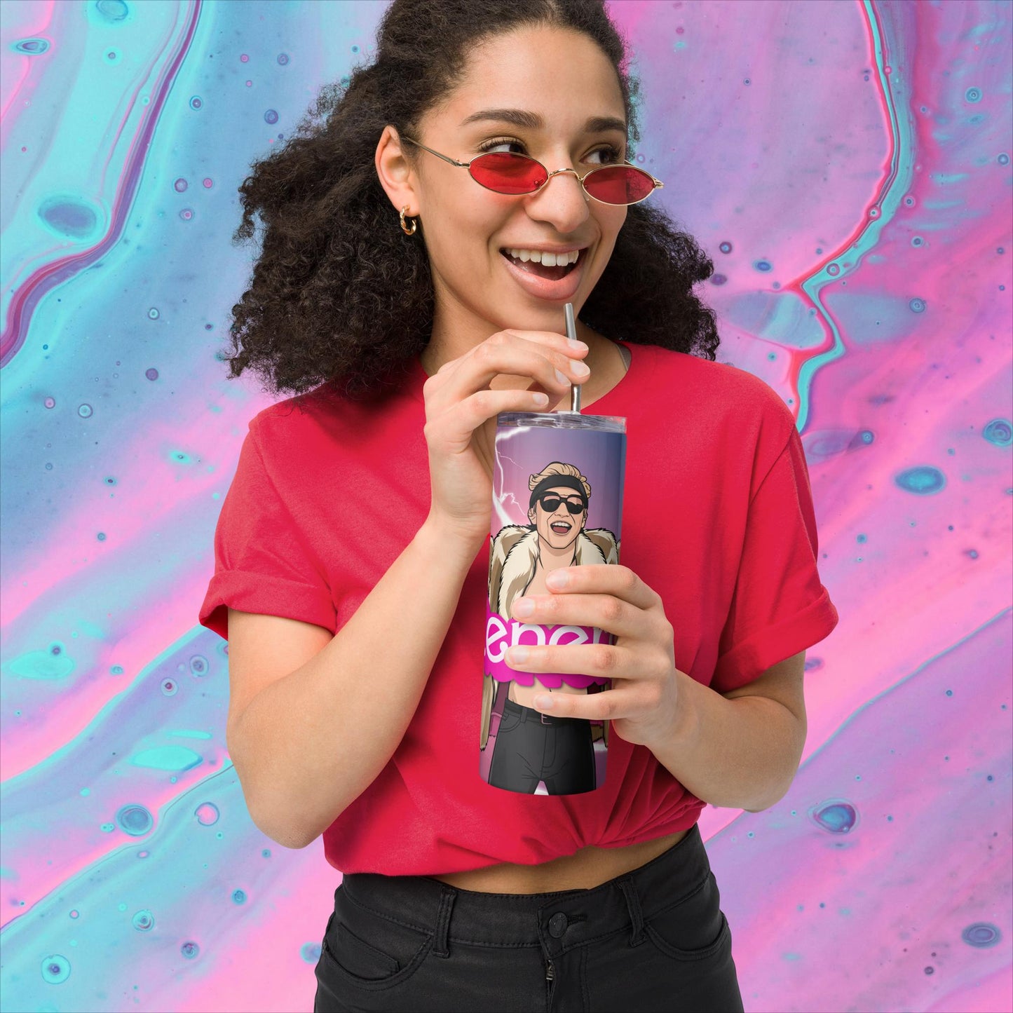 Kenergy Barbie Ryan Gosling Ken Stainless steel tumbler Default Title Tumblers Barbie Celebrities Ken Kenergy Movies Ryan Gosling Next Cult Brand