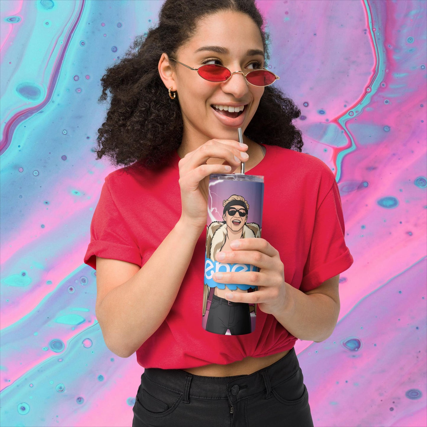 Kenergy Barbie Ryan Gosling Ken Stainless steel tumbler Default Title Tumblers Barbie Celebrities Ken Kenergy Movies Ryan Gosling Next Cult Brand