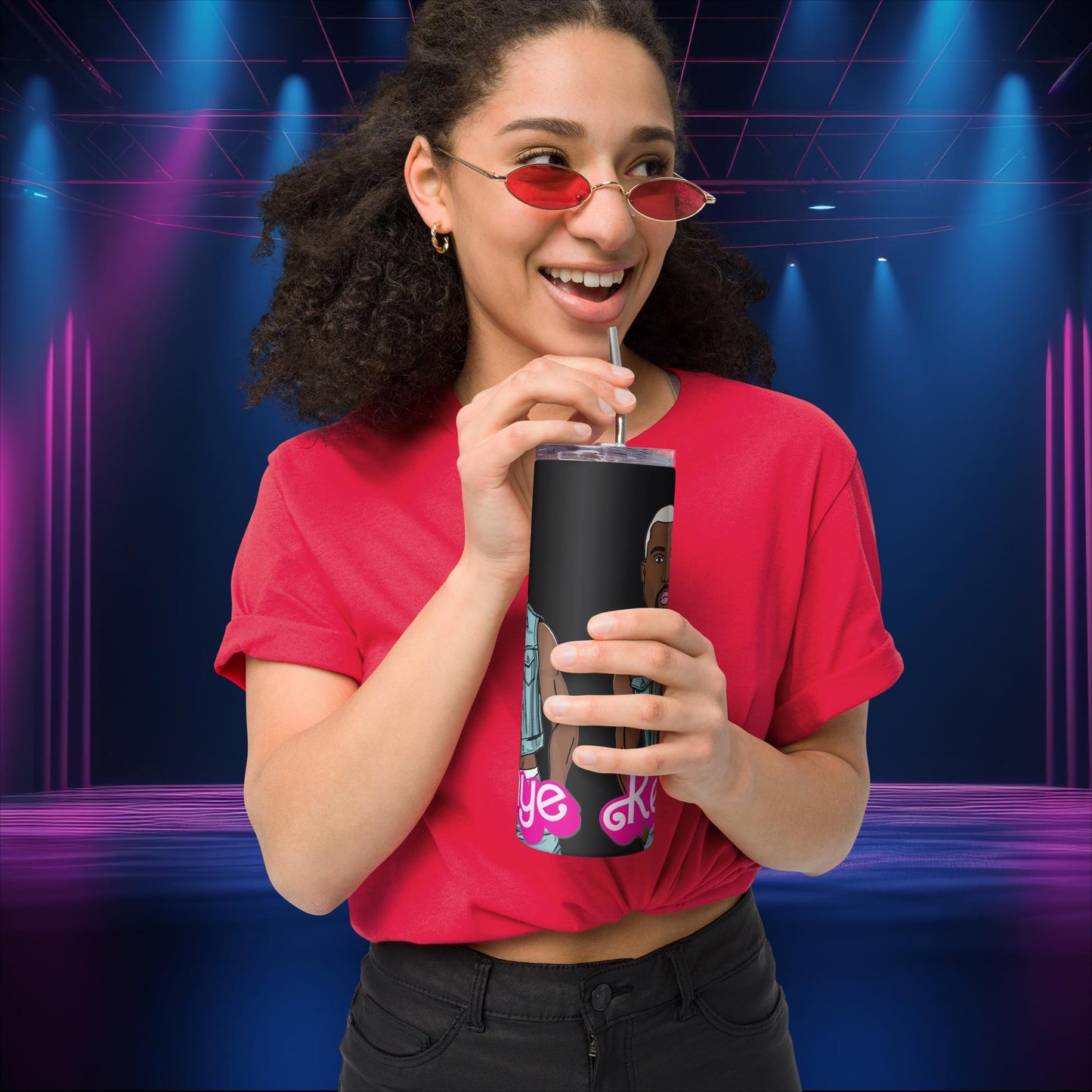 Kenye Barbie Ken Ryan Gosling Kanye West Stainless steel tumbler Default Title Tumblers Barbie Celebrities Kanye West Ken Movies Music Ryan Gosling Next Cult Brand