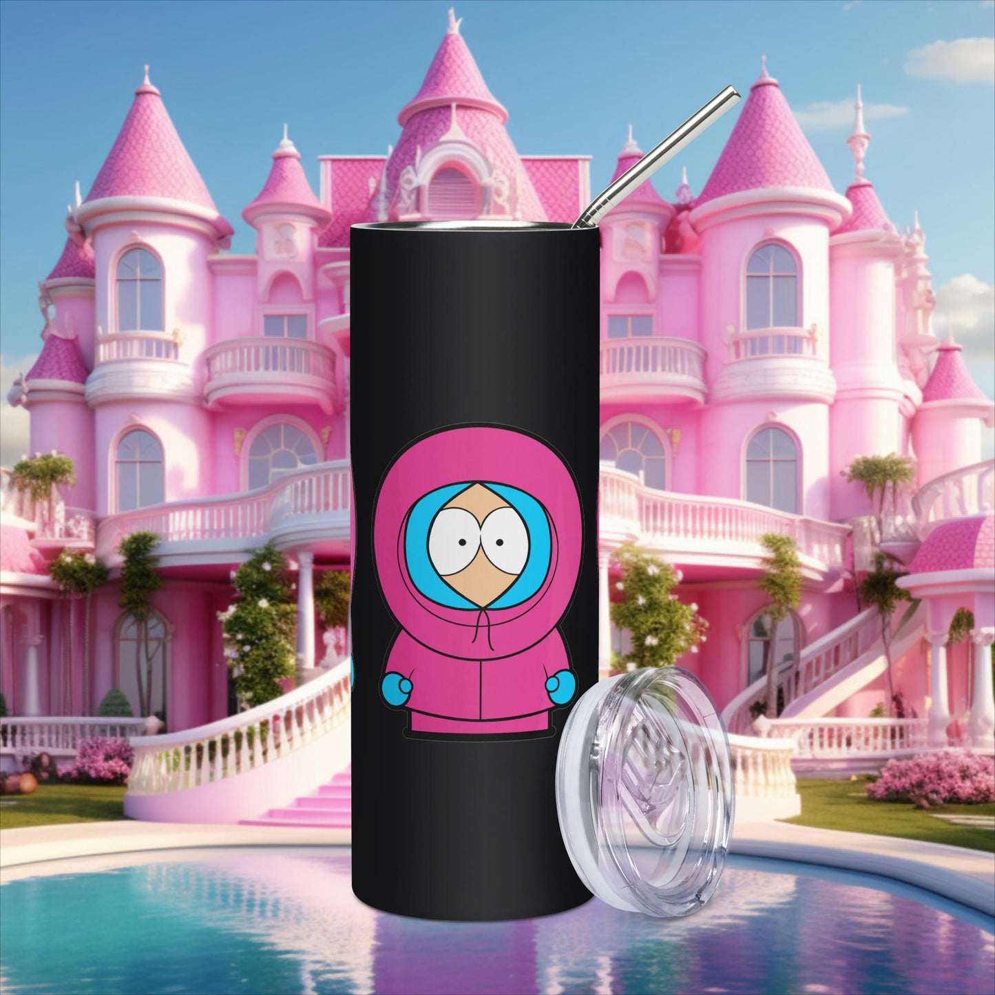 Kenny McCormick Ken Ryan Gosling Barbie South Park Kenny Stainless steel tumbler Black Tumblers Barbie Ken Kenny Movies South Park TV Shows Next Cult Brand