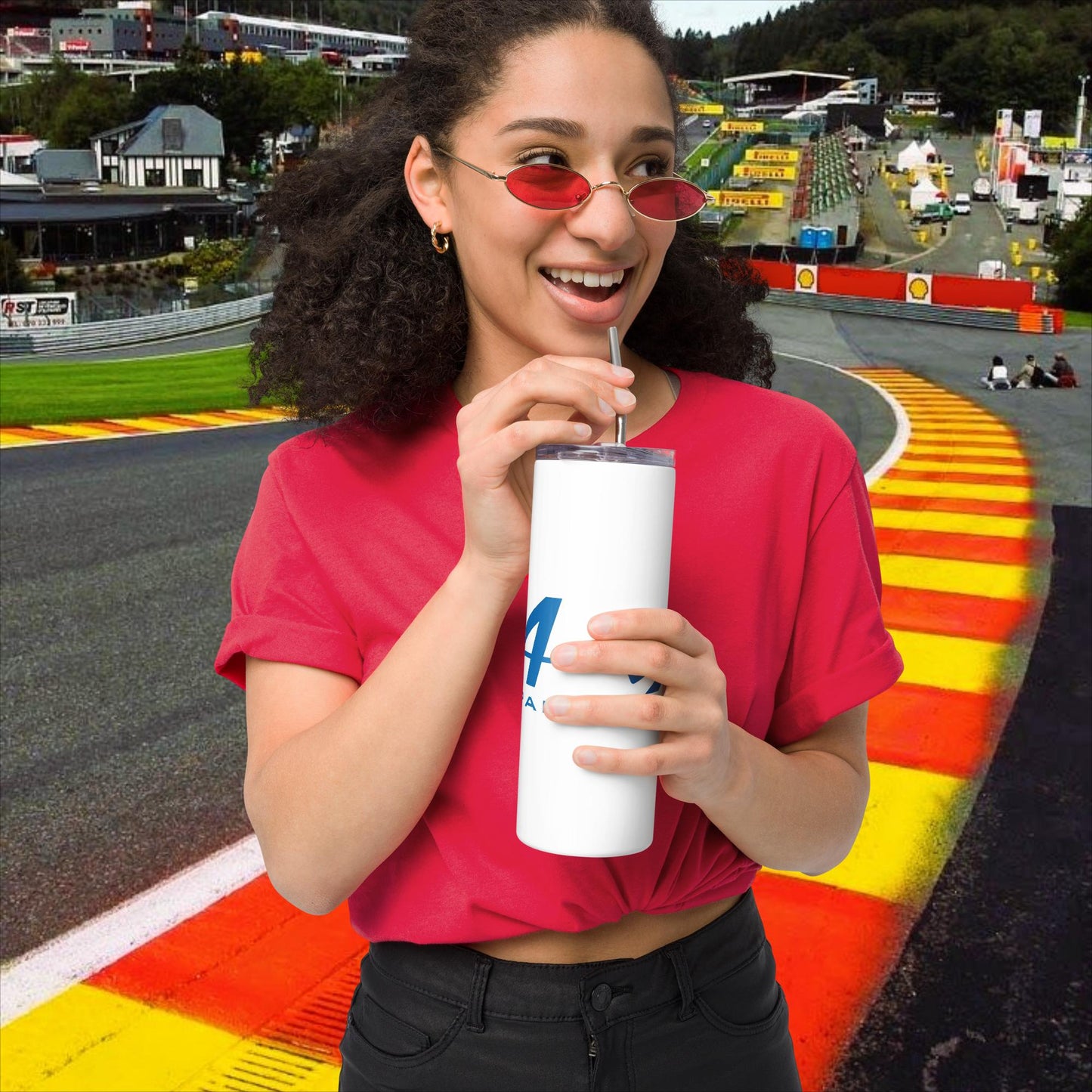 Allpain Alpine F1 Formula 1 Pierre Gasly Esteban Ocon Alpine Stainless steel tumbler White Tumblers Alpine F1 Next Cult Brand