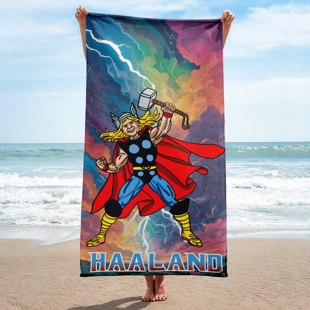 Erling Haaland Thor Avenger Manchester City Funny Football/ Soccer Meme Towel Default Title Towels Erling Haaland Football Manchester City Thor Next Cult Brand