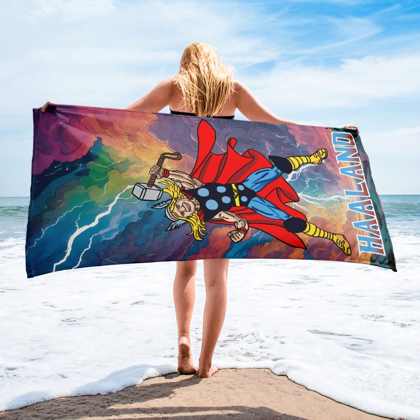 Erling Haaland Thor Avenger Manchester City Funny Football/ Soccer Meme Towel Towels Erling Haaland Football Manchester City Thor Next Cult Brand