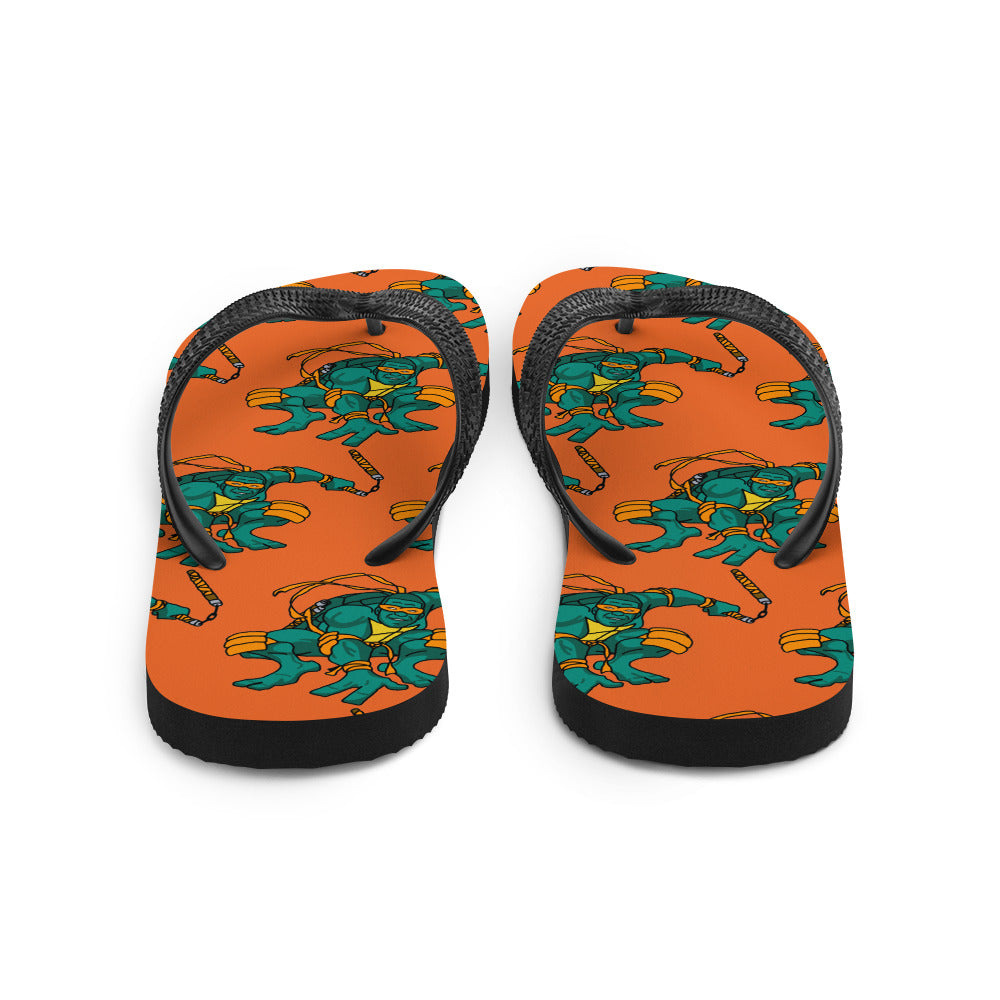 Kylian Mbappe Orange Ninja Turtle Michelangelo Flip-Flops Flip Flops Football Kylian Mbappe Ninja Turtles PSG Real Madrid Next Cult Brand
