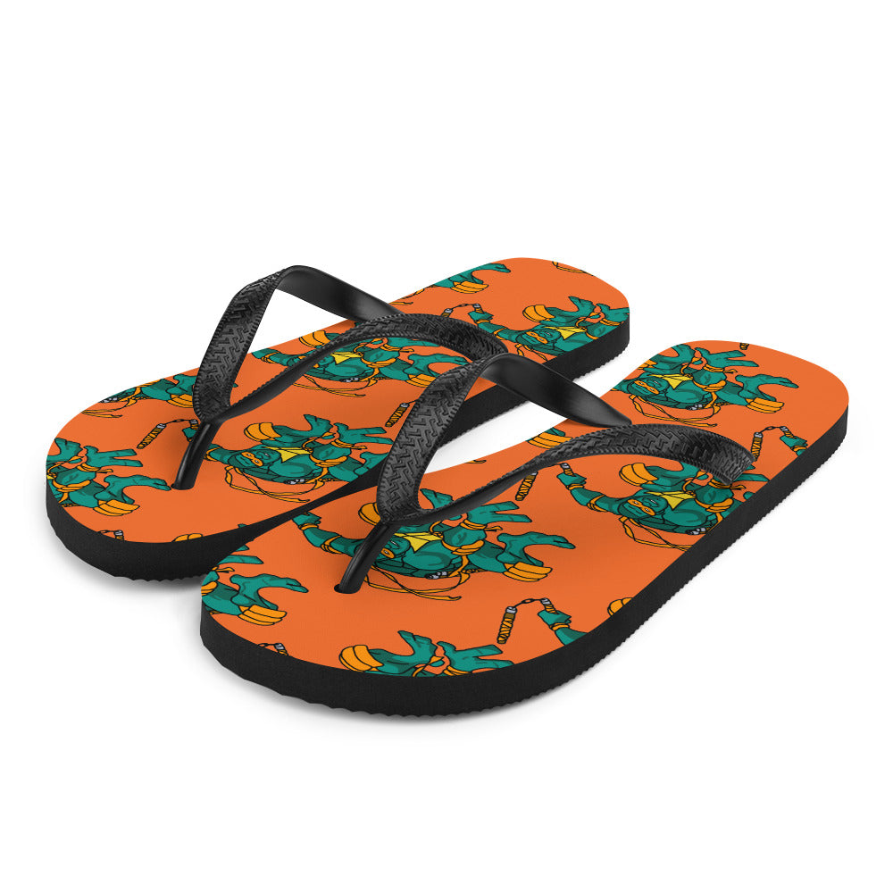 Kylian Mbappe Orange Ninja Turtle Michelangelo Flip-Flops L Flip Flops Football Kylian Mbappe Ninja Turtles PSG Real Madrid Next Cult Brand