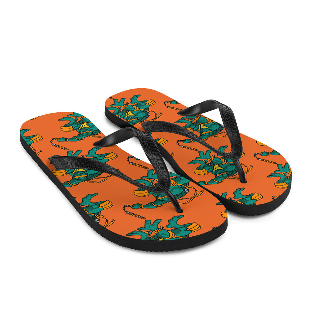 Kylian Mbappe Orange Ninja Turtle Michelangelo Flip-Flops Flip Flops Football Kylian Mbappe Ninja Turtles PSG Real Madrid Next Cult Brand
