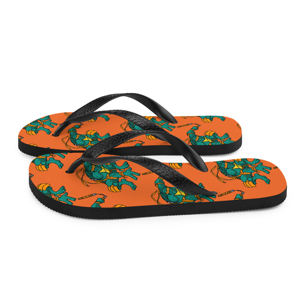 Kylian Mbappe Orange Ninja Turtle Michelangelo Flip-Flops Flip Flops Football Kylian Mbappe Ninja Turtles PSG Real Madrid Next Cult Brand