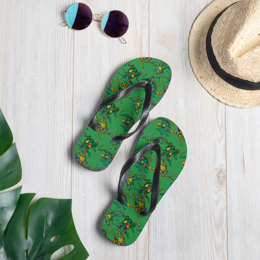Kylian Mbappe Ninja Turtles funny football/ soccer meme Flip-Flops green L Flip Flops Football Kylian Mbappe Ninja Turtles PSG Real Madrid Next Cult Brand