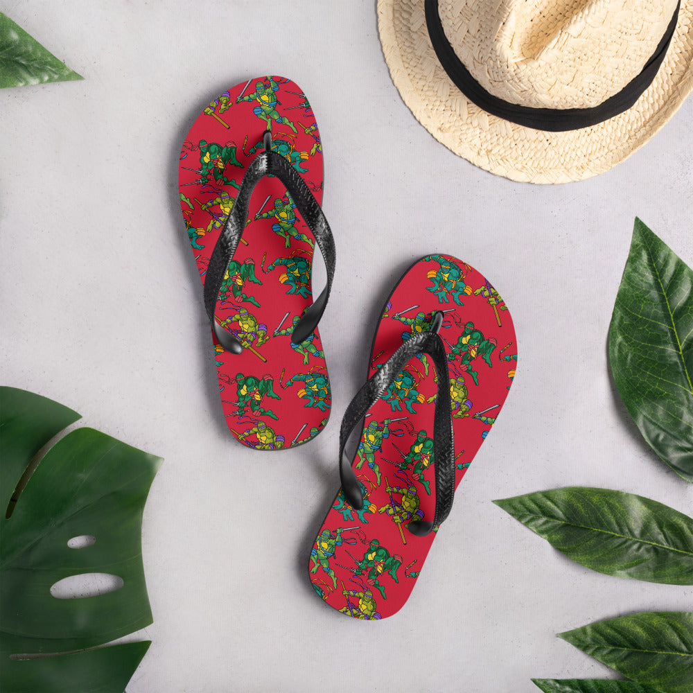 Kylian Mbappe Ninja Turtles funny football/ soccer meme Flip-Flops red Flip Flops Football Kylian Mbappe Ninja Turtles PSG Real Madrid Next Cult Brand