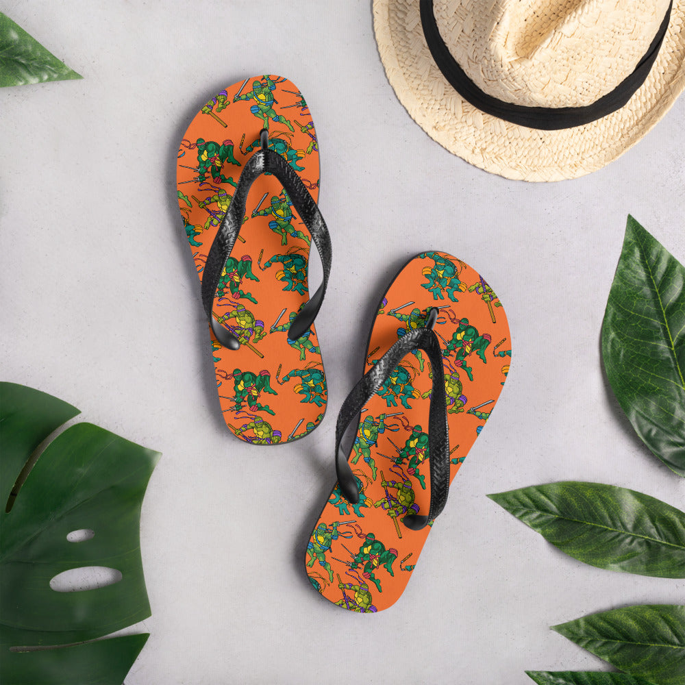 Kylian Mbappe Ninja Turtles funny football/ soccer meme Flip-Flops orange Flip Flops Football Kylian Mbappe Ninja Turtles PSG Real Madrid Next Cult Brand