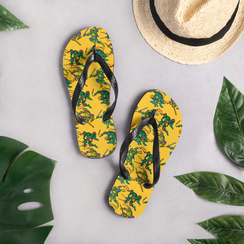 Kylian Mbappe Ninja Turtles funny football/ soccer meme Flip-Flops yellow Flip Flops Football Kylian Mbappe Ninja Turtles PSG Real Madrid Next Cult Brand