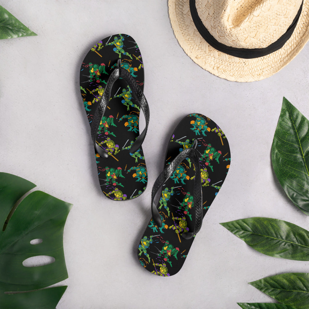 Kylian Mbappe Ninja Turtles funny football/ soccer meme Flip-Flops black Flip Flops Football Kylian Mbappe Ninja Turtles PSG Real Madrid Next Cult Brand