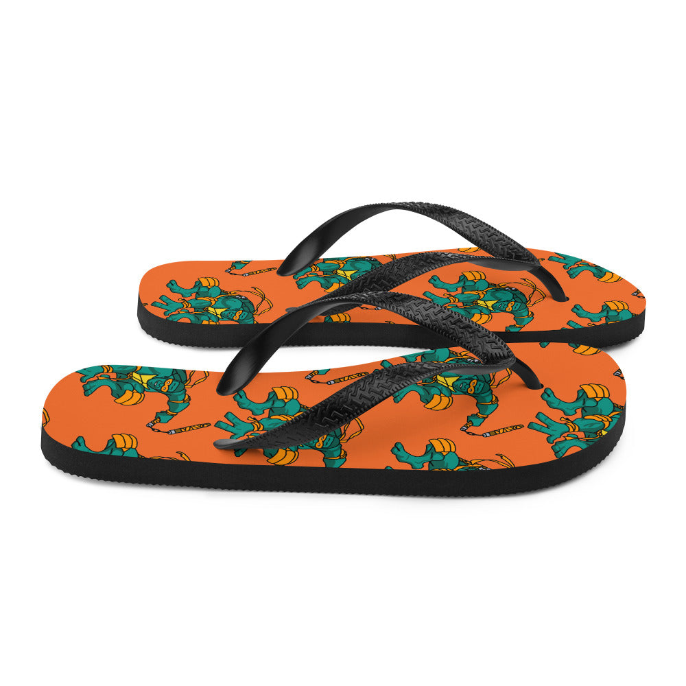 Kylian Mbappe Orange Ninja Turtle Michelangelo Flip-Flops Flip Flops Football Kylian Mbappe Ninja Turtles PSG Real Madrid Next Cult Brand