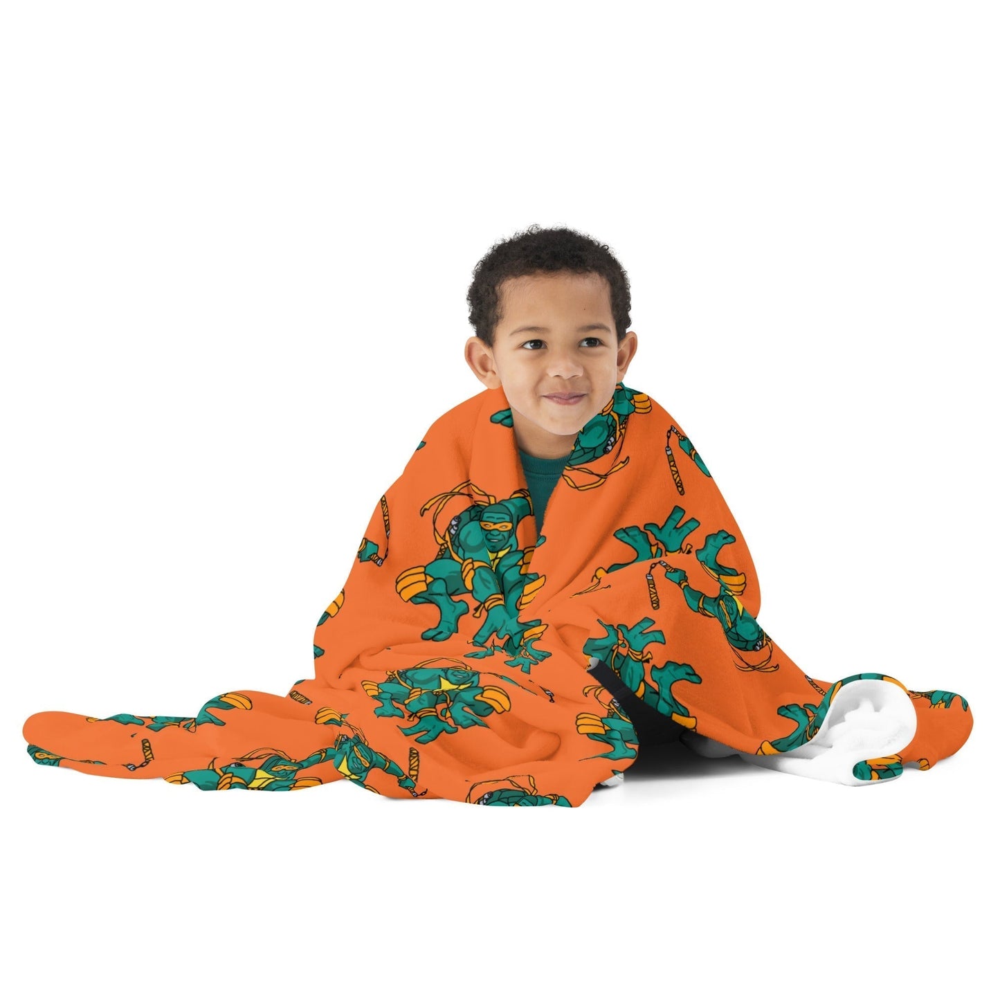 Kylian Mbappe Orange Ninja Turtle Michelangelo Throw Blanket Default Title Blankets Football Kylian Mbappe Ninja Turtles PSG Real Madrid Next Cult Brand