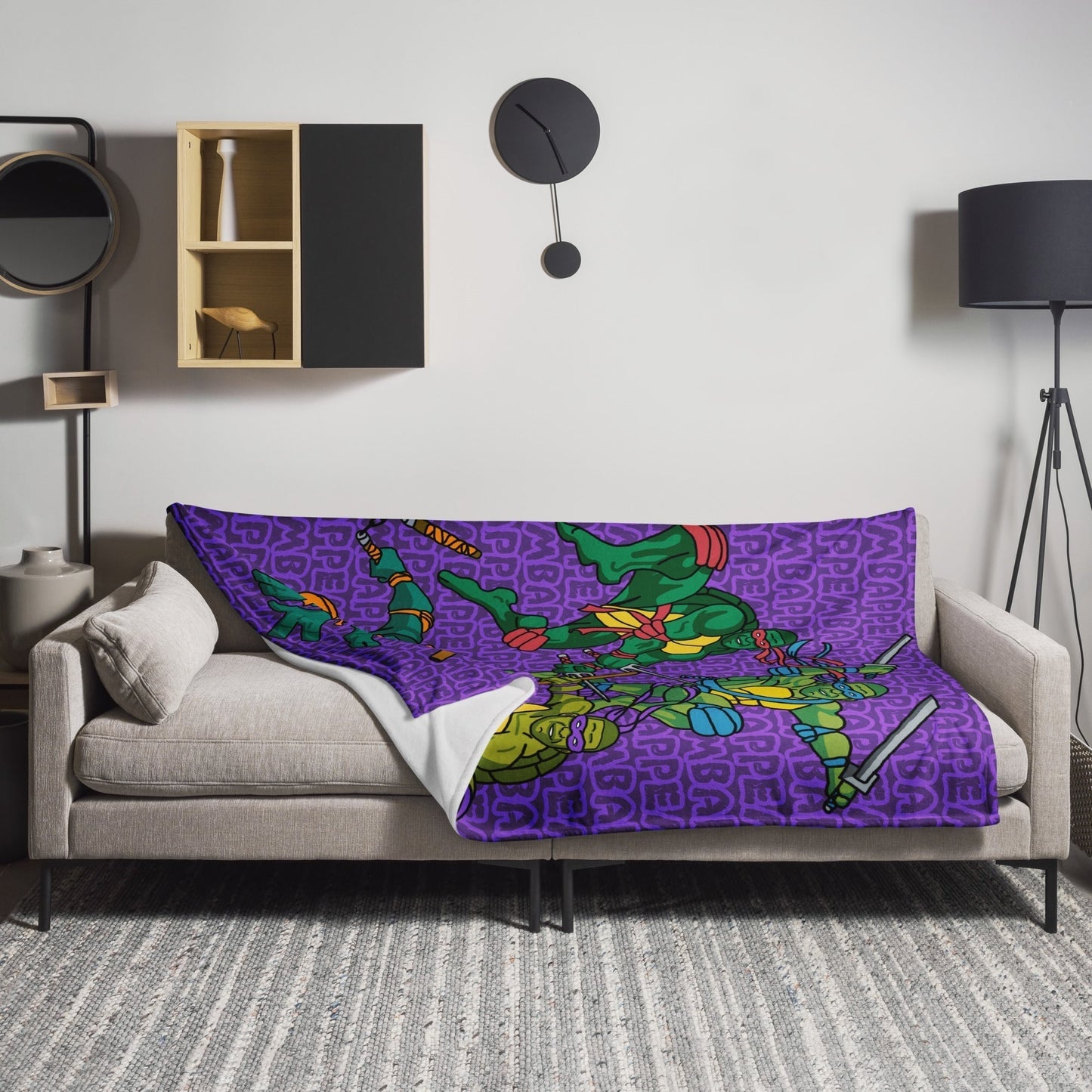 Kylian Mbappe Ninja Turtles funny football/ soccer meme Throw Blanket purple Default Title Blankets Football Kylian Mbappe Ninja Turtles PSG Real Madrid Next Cult Brand
