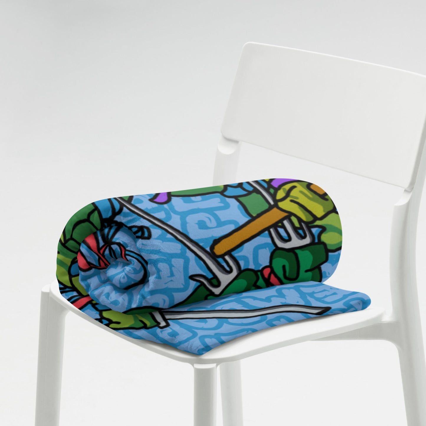 Kylian Mbappe Ninja Turtles funny football/ soccer meme Throw Blanket blue Blankets Football Kylian Mbappe Ninja Turtles PSG Real Madrid Next Cult Brand