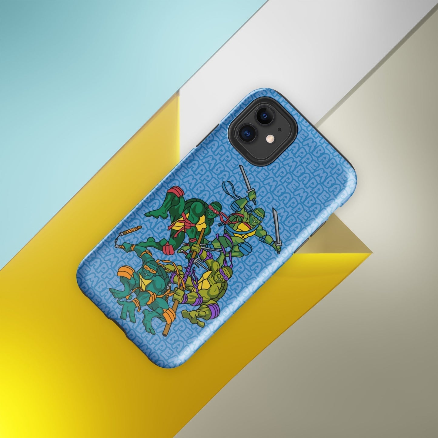Kylian Mbappe Ninja Turtles funny football/ soccer meme Tough Case for iPhone® blue Glossy iPhone 11 Mobile Phone Cases Football Kylian Mbappe Ninja Turtles PSG Real Madrid Next Cult Brand