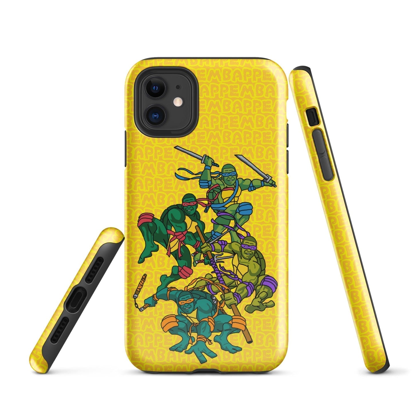 Kylian Mbappe Ninja Turtles funny football/ soccer meme Tough Case for iPhone® yellow Glossy iPhone 11 Mobile Phone Cases Football Kylian Mbappe Ninja Turtles PSG Real Madrid Next Cult Brand