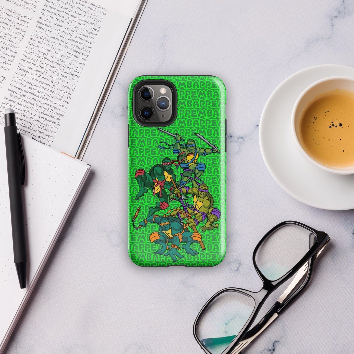 Kylian Mbappe Ninja Turtles funny football/ soccer meme Tough Case for iPhone® green Glossy iPhone 11 Pro Mobile Phone Cases Football Kylian Mbappe Ninja Turtles PSG Real Madrid Next Cult Brand