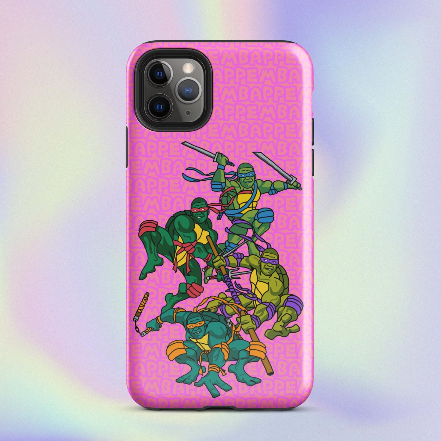 Kylian Mbappe Ninja Turtles funny football/ soccer meme Tough Case for iPhone® pink Glossy iPhone 11 Pro Max Mobile Phone Cases Football Kylian Mbappe Ninja Turtles PSG Real Madrid Next Cult Brand