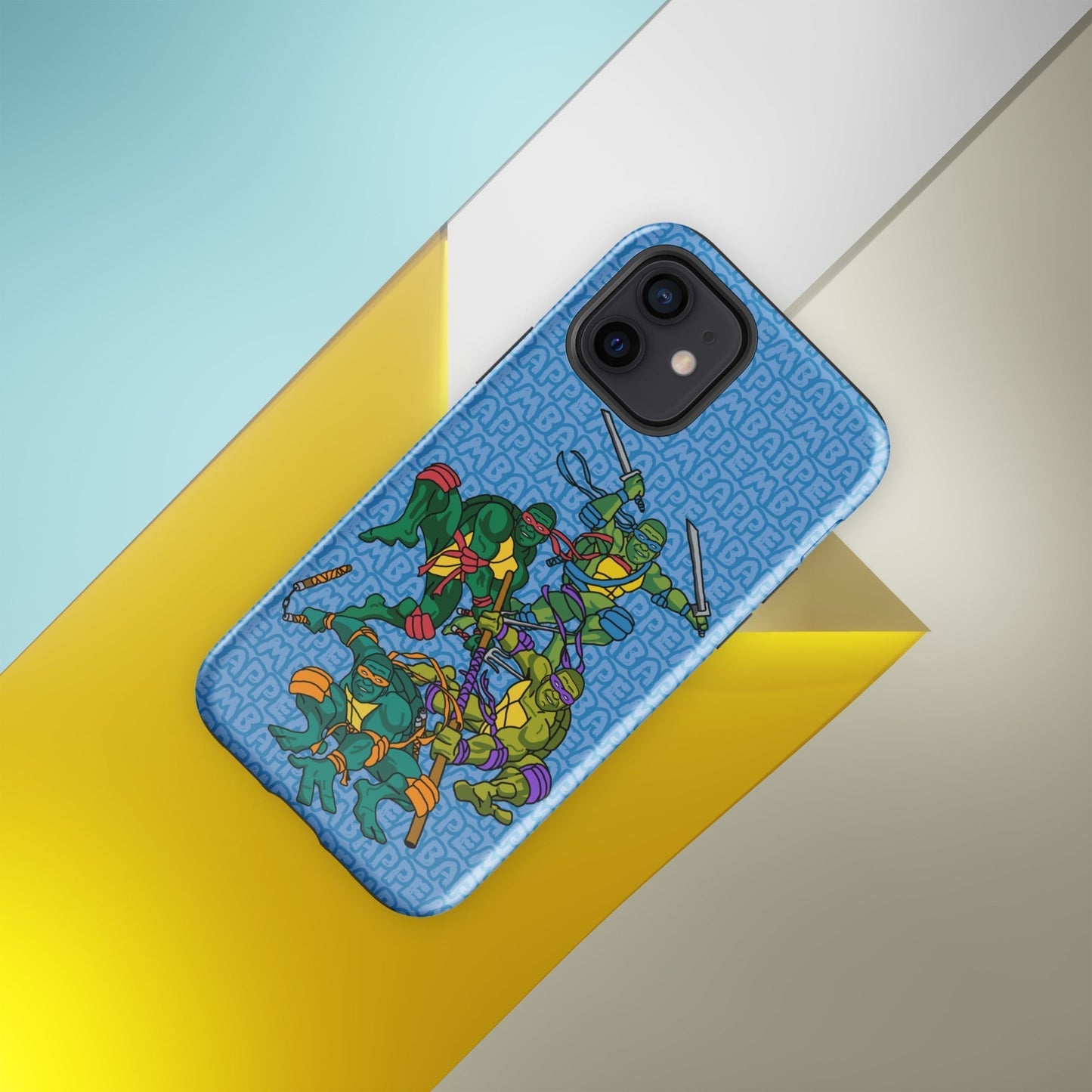 Kylian Mbappe Ninja Turtles funny football/ soccer meme Tough Case for iPhone® blue Glossy iPhone 12 Mobile Phone Cases Football Kylian Mbappe Ninja Turtles PSG Real Madrid Next Cult Brand
