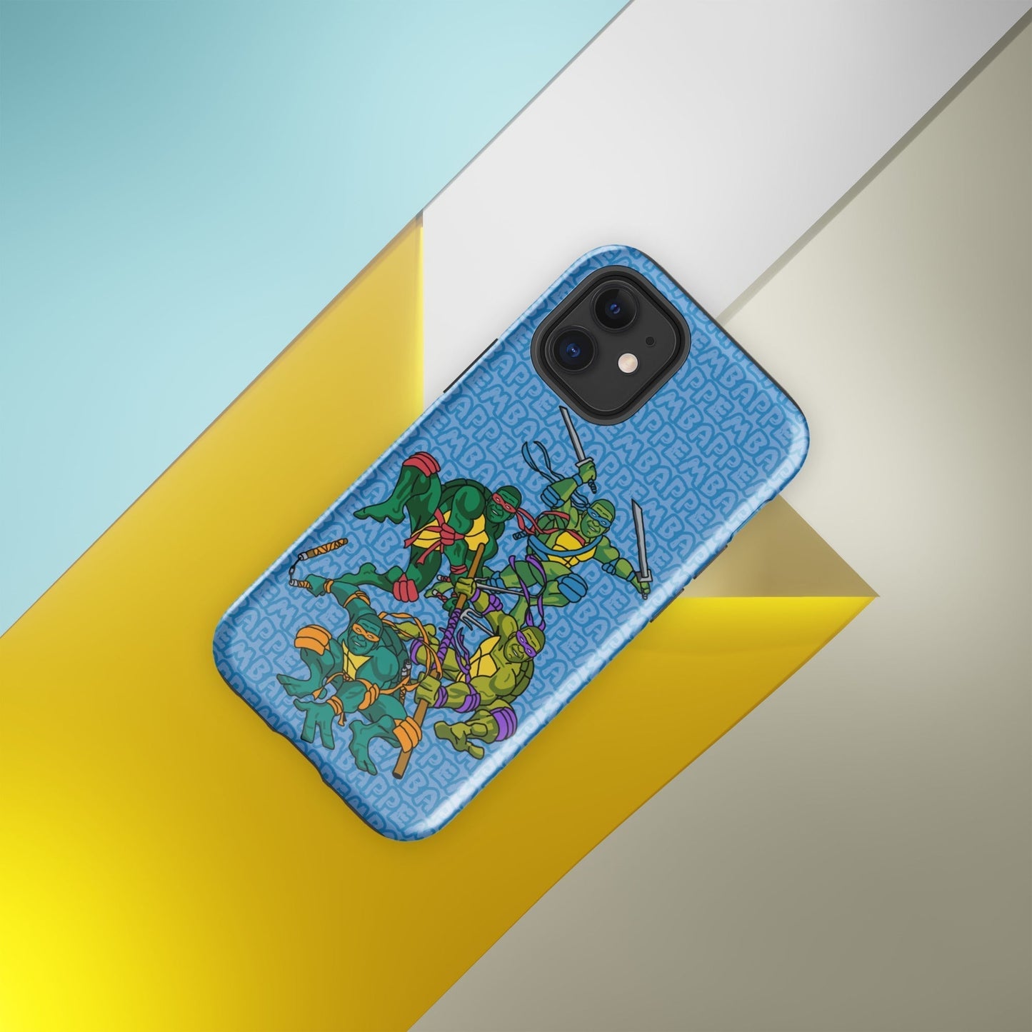Kylian Mbappe Ninja Turtles funny football/ soccer meme Tough Case for iPhone® blue Glossy iPhone 12 mini Mobile Phone Cases Football Kylian Mbappe Ninja Turtles PSG Real Madrid Next Cult Brand