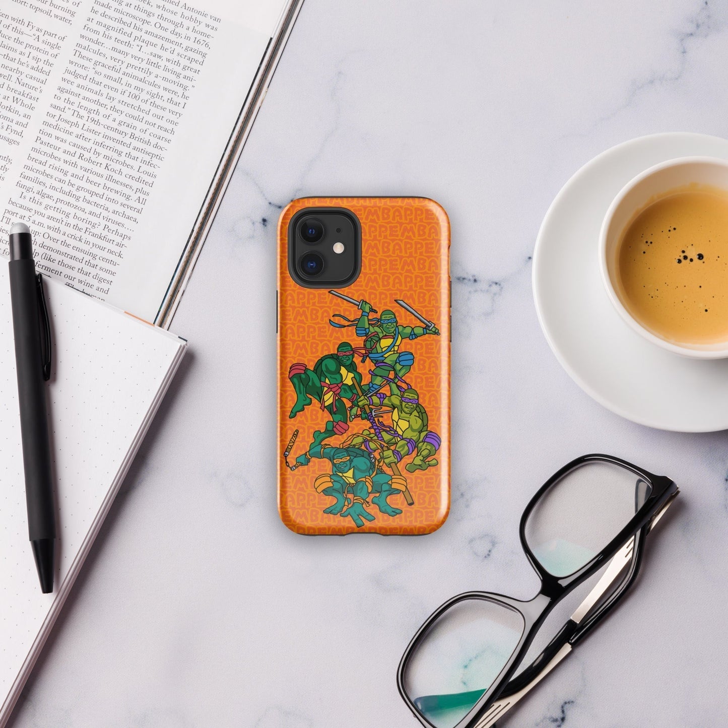 Kylian Mbappe Ninja Turtles funny football/ soccer meme Tough Case for iPhone® orange Glossy iPhone 12 mini Mobile Phone Cases Football Kylian Mbappe Ninja Turtles PSG Real Madrid Next Cult Brand
