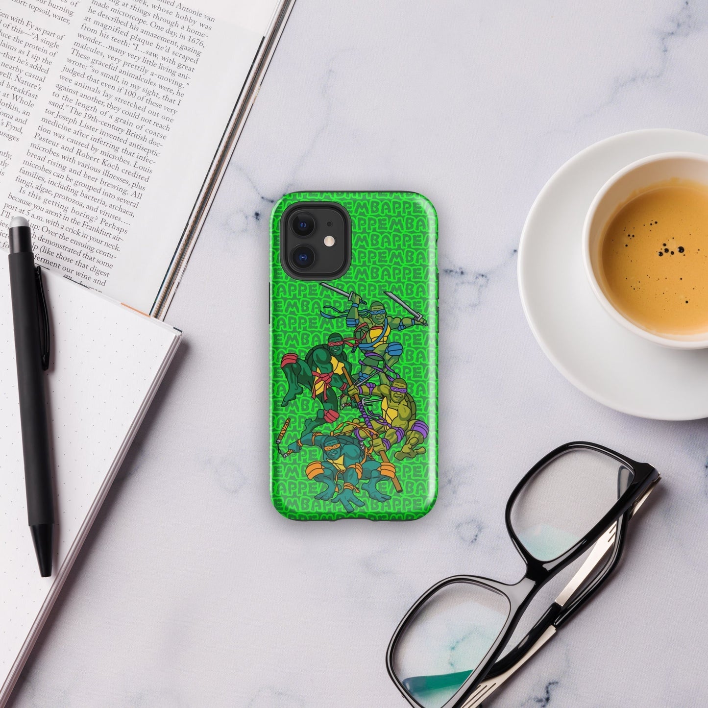 Kylian Mbappe Ninja Turtles funny football/ soccer meme Tough Case for iPhone® green Glossy iPhone 12 mini Mobile Phone Cases Football Kylian Mbappe Ninja Turtles PSG Real Madrid Next Cult Brand