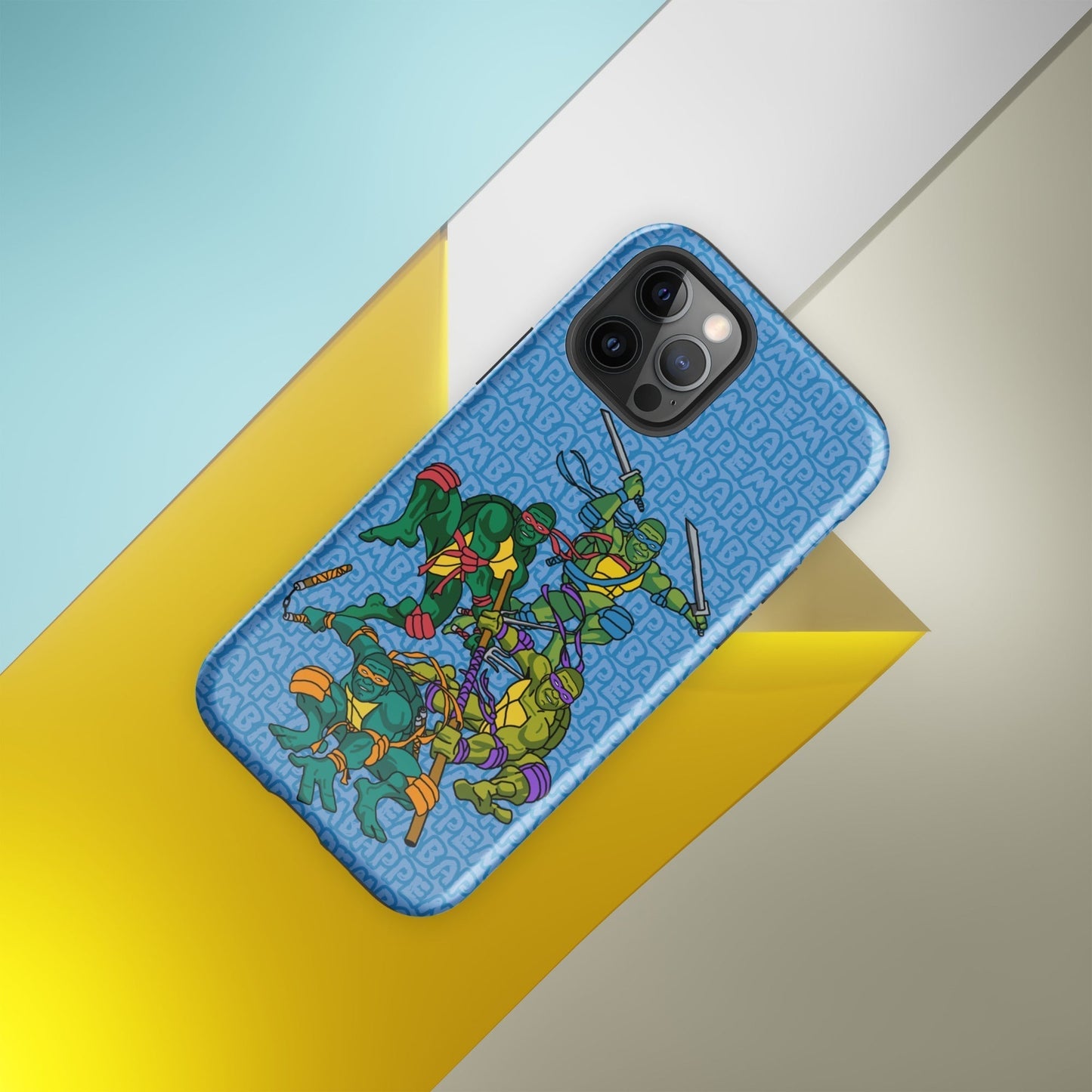 Kylian Mbappe Ninja Turtles funny football/ soccer meme Tough Case for iPhone® blue Glossy iPhone 12 Pro Mobile Phone Cases Football Kylian Mbappe Ninja Turtles PSG Real Madrid Next Cult Brand
