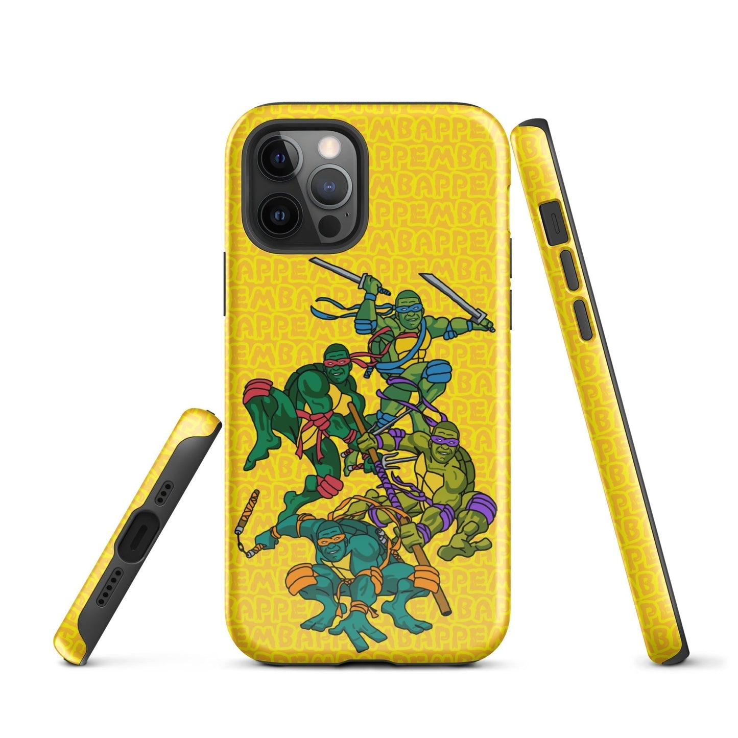 Kylian Mbappe Ninja Turtles funny football/ soccer meme Tough Case for iPhone® yellow Glossy iPhone 12 Pro Mobile Phone Cases Football Kylian Mbappe Ninja Turtles PSG Real Madrid Next Cult Brand